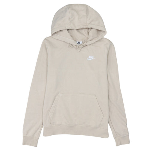 Nike Women Beige Pullover Hoodie Small Logo Hooded Sweatshirt