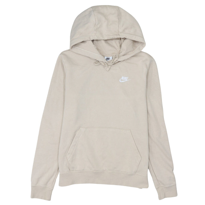 Nike Women Beige Pullover Hoodie Small Logo Hooded Sweatshirt