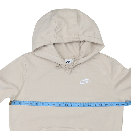 Nike Women Beige Pullover Hoodie Small Logo Hooded Sweatshirt