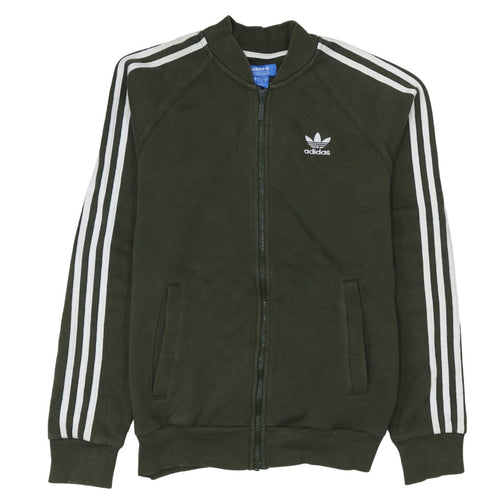 Adidas Men's Green Small Track Jacket Full Zip 3-Stripes Classic
