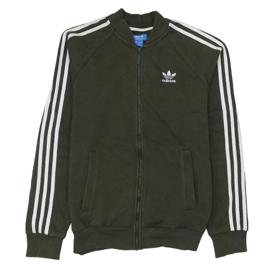 Adidas Men's Green Small Track Jacket Full Zip 3-Stripes Classic