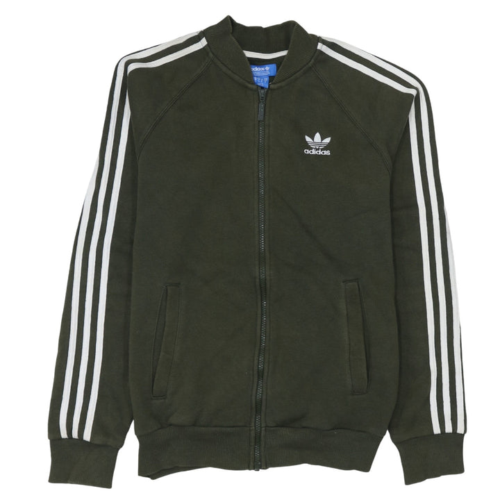 Adidas Men's Green Small Track Jacket Full Zip 3-Stripes Classic