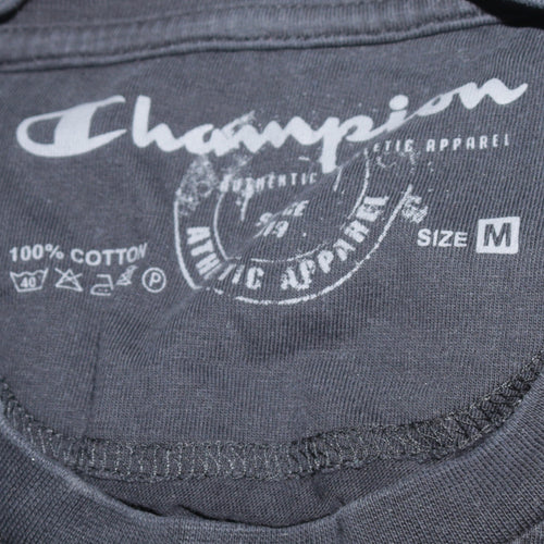 Champion Men's Black Cotton Crew Neck Short Sleeve T-Shirt M