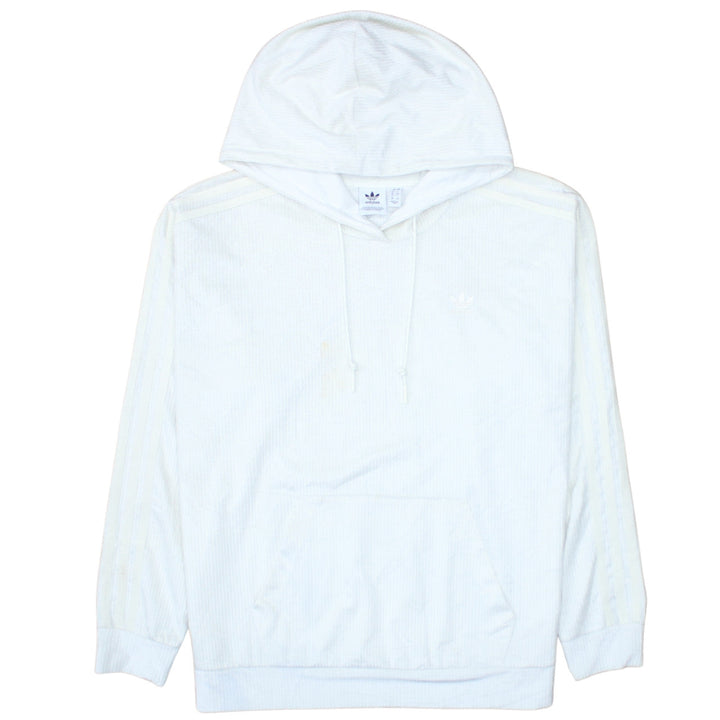 Adidas Women White Hooded Pullover Hoodie Size 12 Cotton Blend