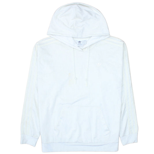 Adidas Women White Hooded Pullover Hoodie Size 12 Cotton Blend