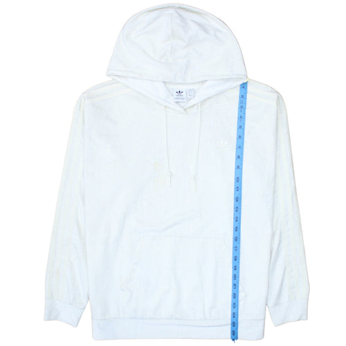 Adidas Women White Hooded Pullover Hoodie Size 12 Cotton Blend