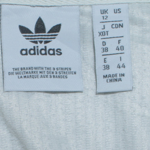 Adidas Women White Hooded Pullover Hoodie Size 12 Cotton Blend