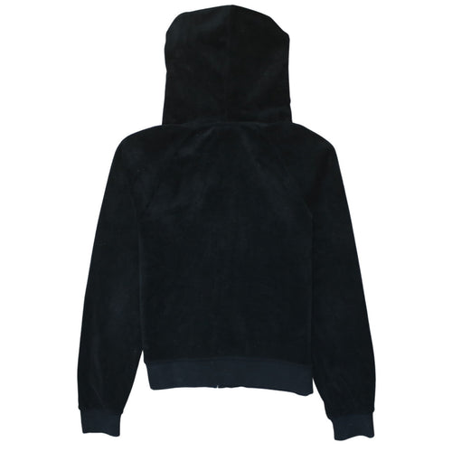 Juicy Couture Women's Black Velour Full Zip Hoodie Size S Rhinestone Logo