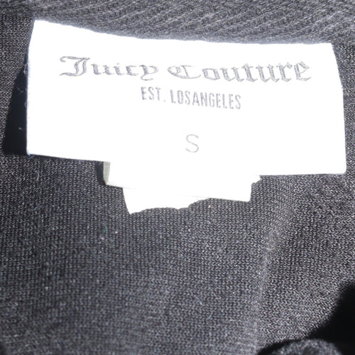 Juicy Couture Women's Black Velour Full Zip Hoodie Size S Rhinestone Logo