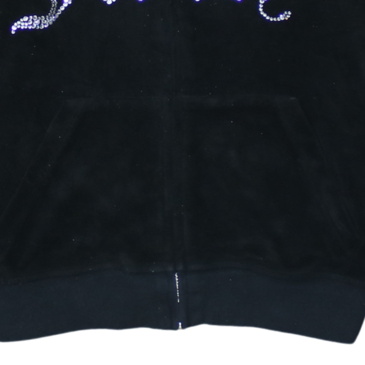 Juicy Couture Women's Black Velour Full Zip Hoodie Size S Rhinestone Logo