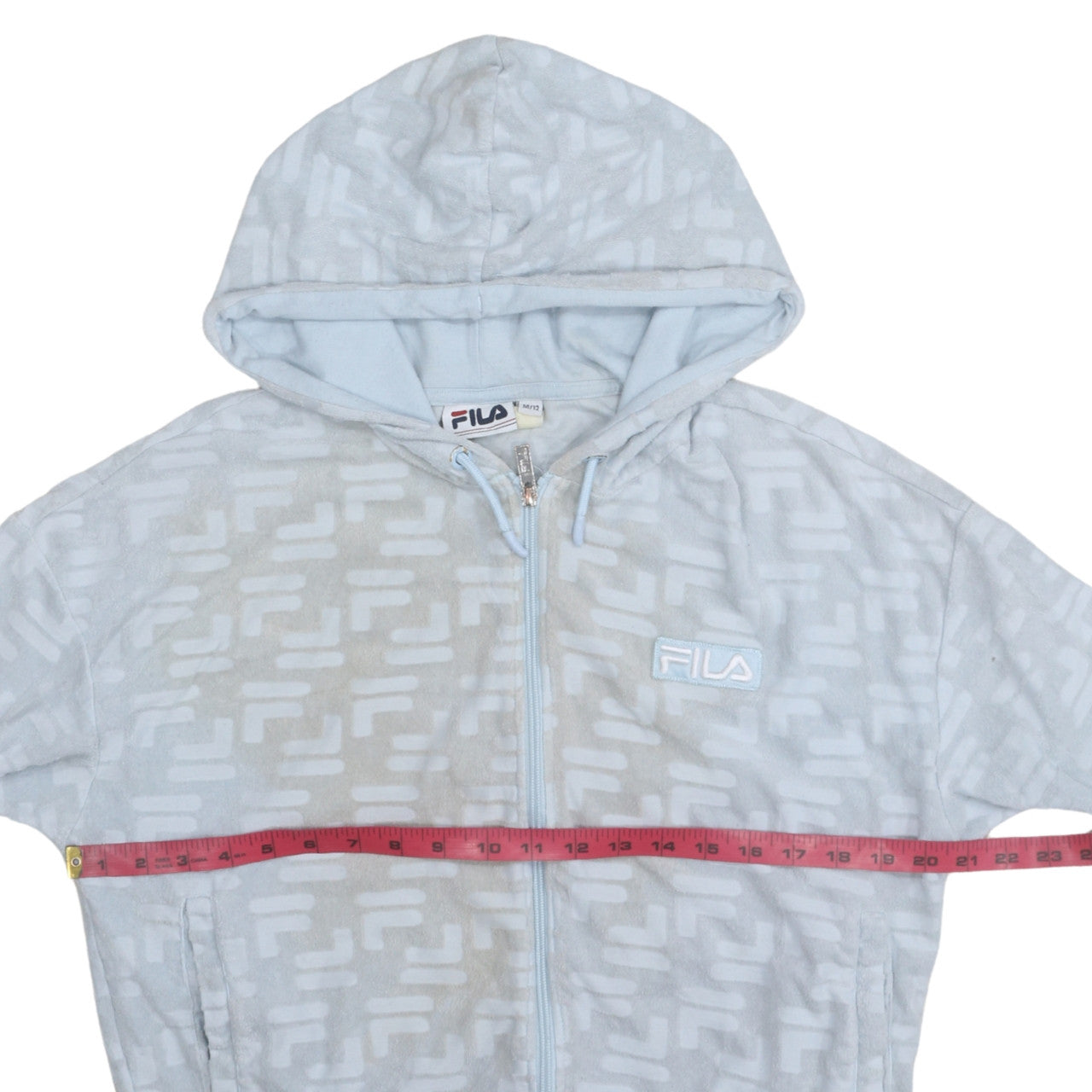 Fila Womens Blue Full Zip Velour Hoodie Size 12 Regular Fit
