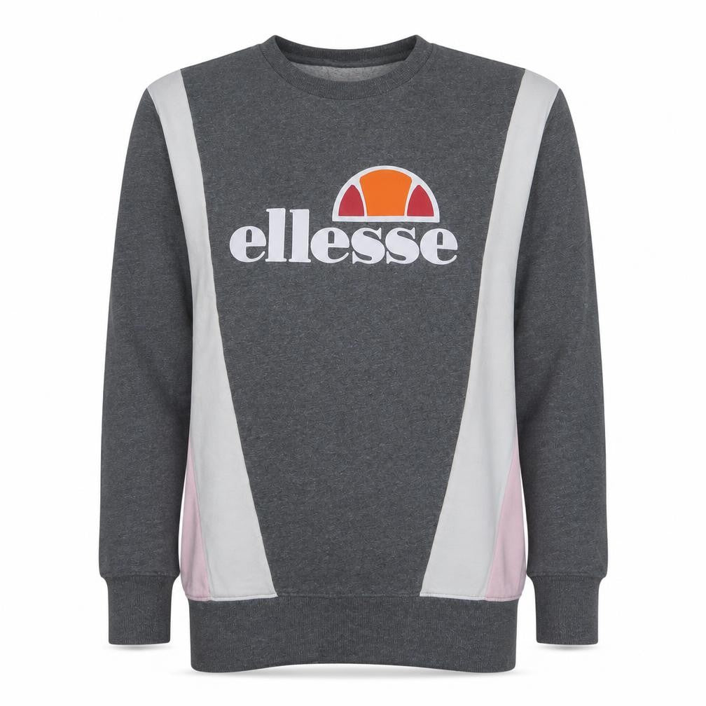 Front view of Ellesse Women's Grey Colourblock Logo Sweatshirt UK 8