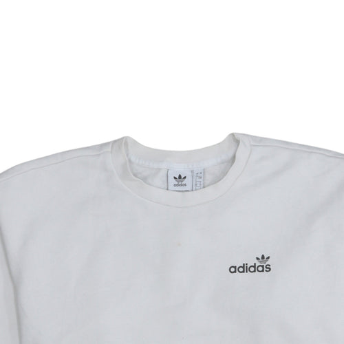 Adidas Women White Crew Neck Pullover Sweatshirt Size 8