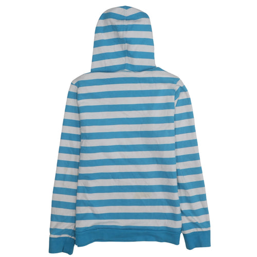 Adidas Womens Blue White Striped Pullover Hoodie Size 14