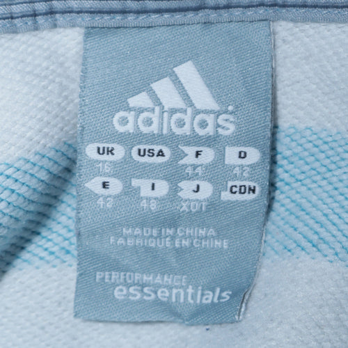 Adidas Womens Blue White Striped Pullover Hoodie Size 14