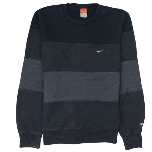 Nike Men's Blue Striped Pullover Sweatshirt M Crew Neck Fleece
