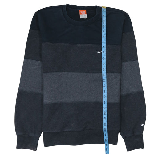 Nike Men's Blue Striped Pullover Sweatshirt M Crew Neck Fleece