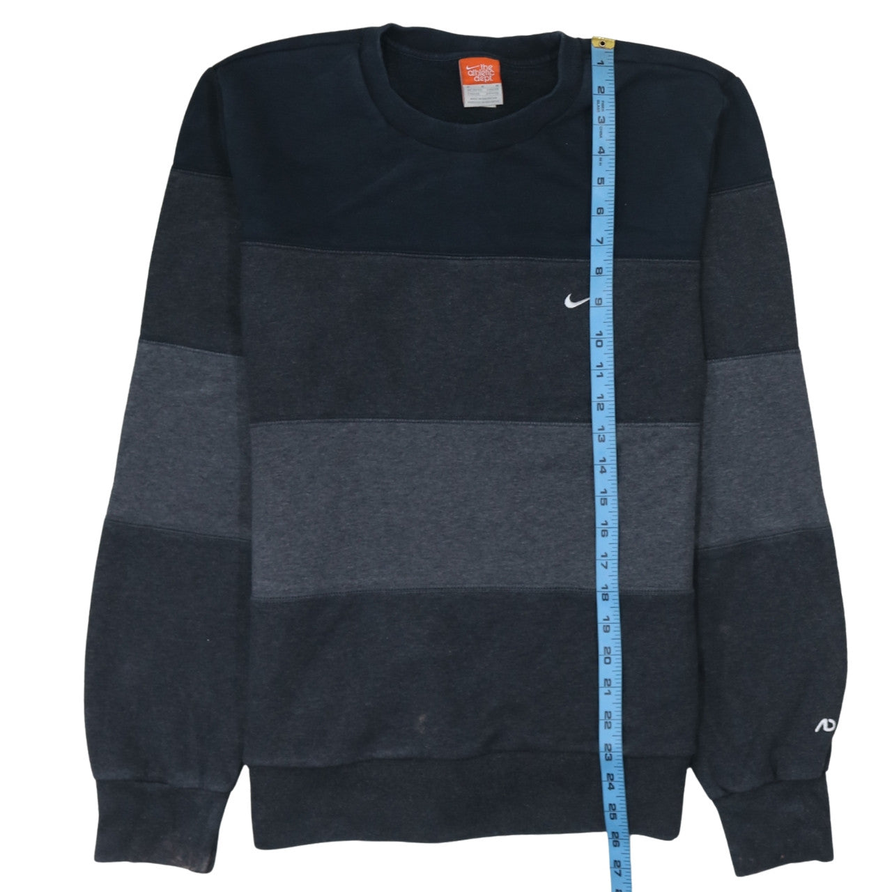 Nike Men's Blue Striped Pullover Sweatshirt M Crew Neck Fleece