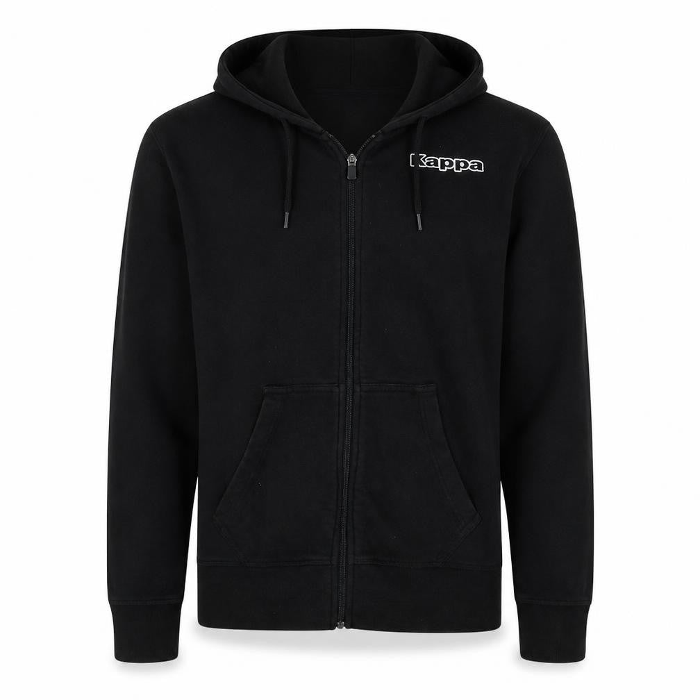 Front view of Kappa Men's Black XL Full Zip Hoodie Sweatshirt