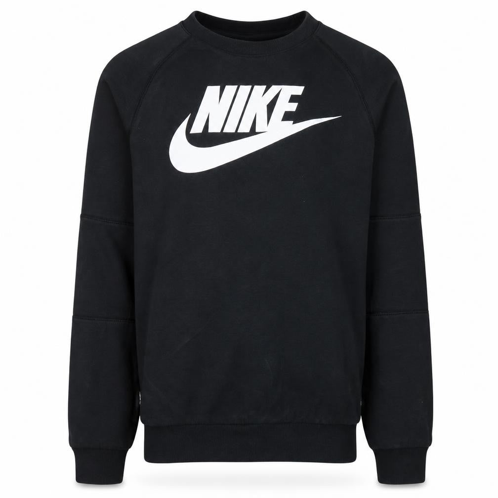 Front view of Nike Men's Black Small Crew Neck Pullover Sweatshirt