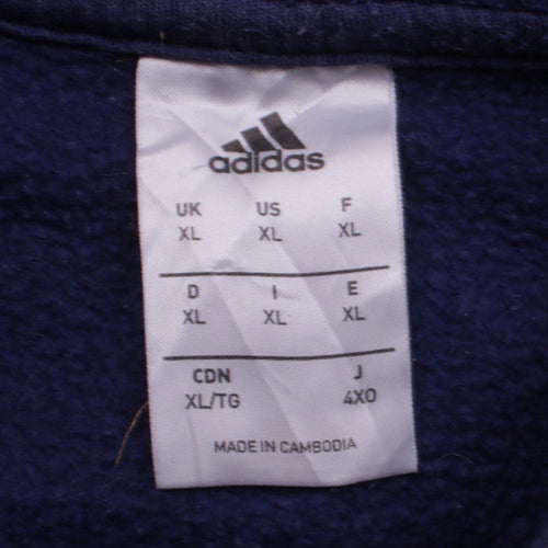 Adidas Men's Blue XL Pullover Hoodie with Logo and Pockets