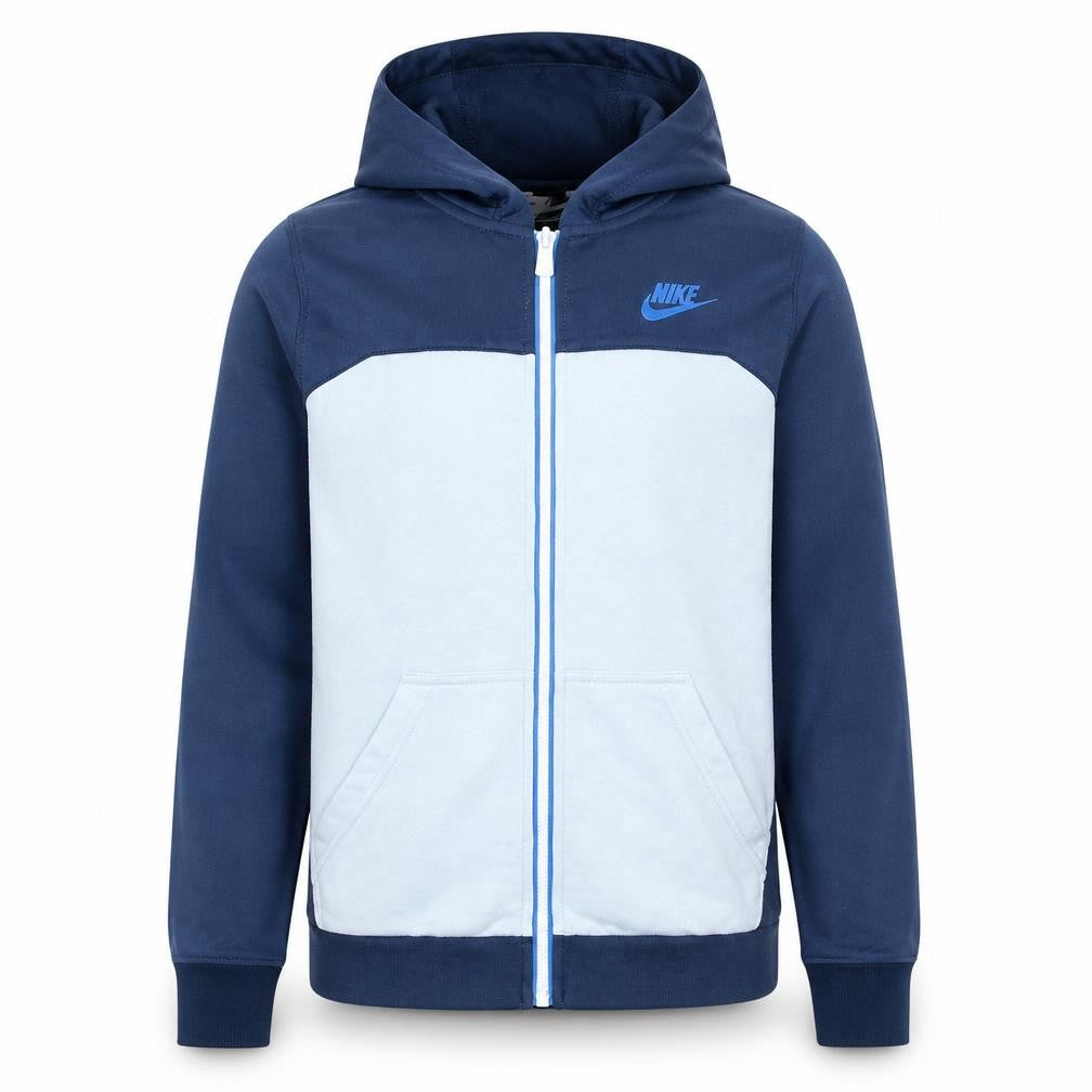 Nike Boys Blue Full Zip Hoodie XL 158-170cm Colourblock Fleece Sweatshirt