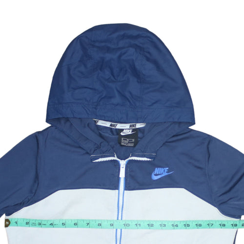 Nike Boys Blue Full Zip Hoodie XL 158-170cm Colourblock Fleece Sweatshirt