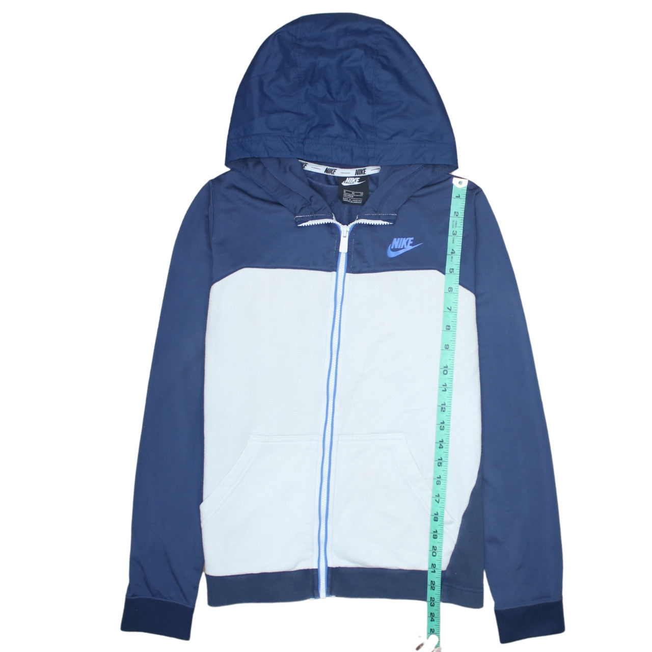 Nike Boys Blue Full Zip Hoodie XL 158-170cm Colourblock Fleece Sweatshirt