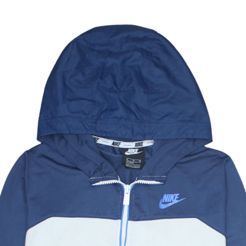 Nike Boys Blue Full Zip Hoodie XL 158-170cm Colourblock Fleece Sweatshirt