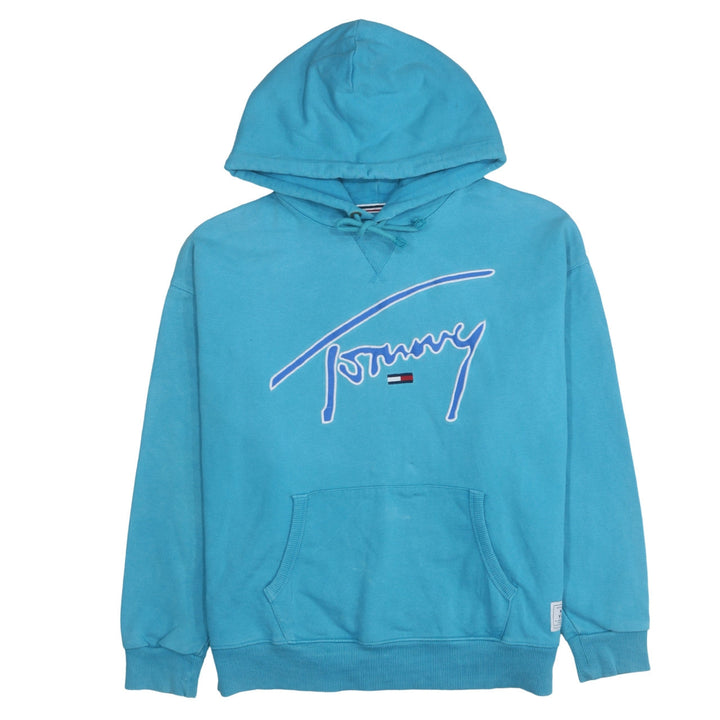 Tommy Jeans Men’s Blue XL Pullover Hoodie with Logo Print