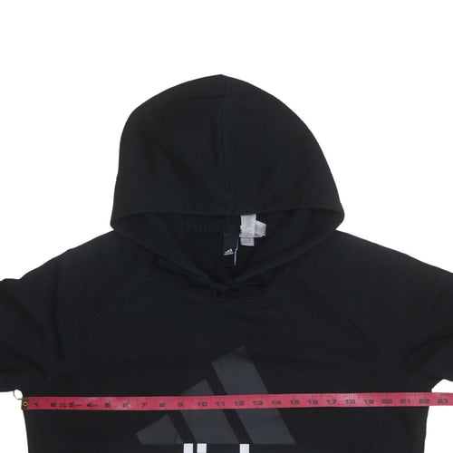 Adidas Women Black XL Pullover Hoodie Sweatshirt Logo Print Cotton Blend