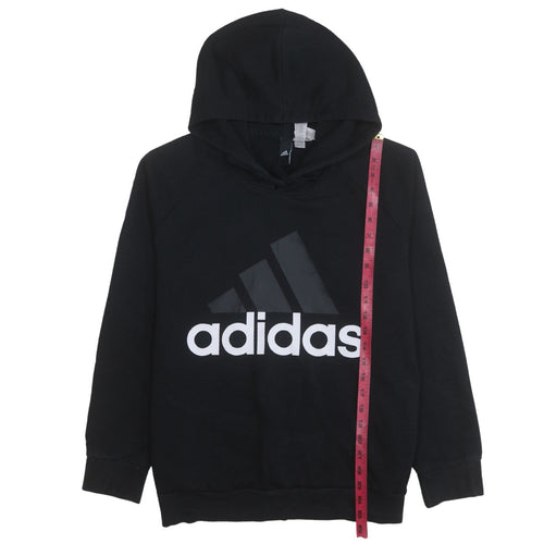 Adidas Women Black XL Pullover Hoodie Sweatshirt Logo Print Cotton Blend
