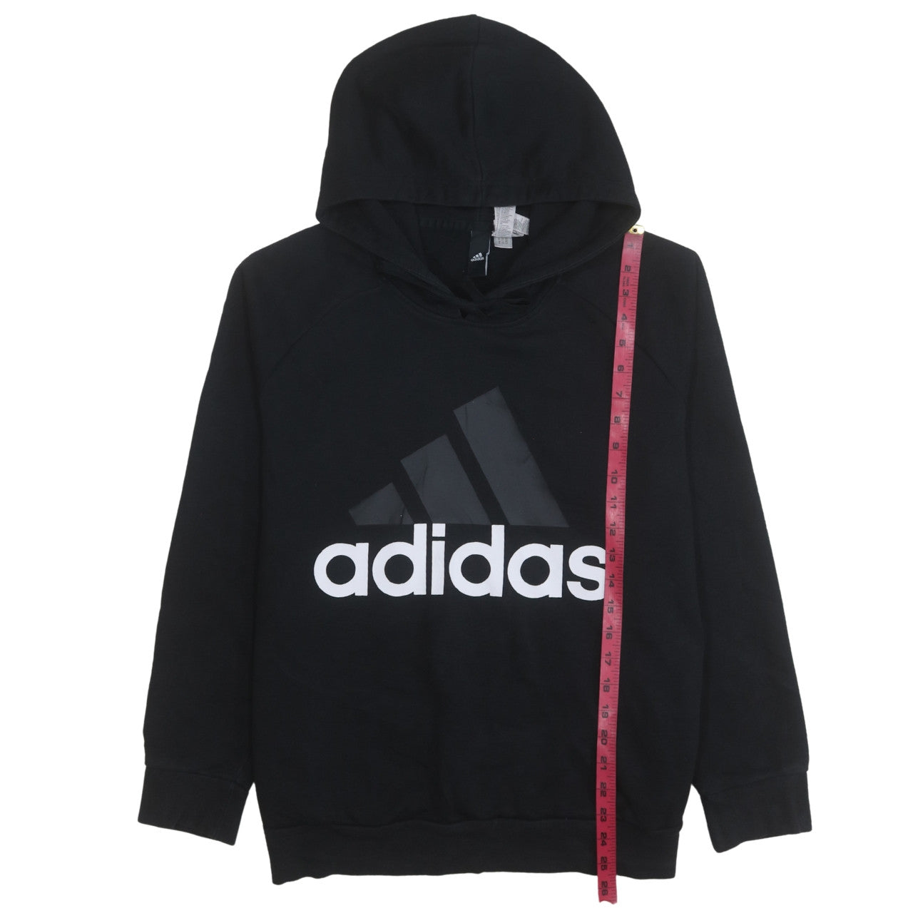 Adidas Women Black XL Pullover Hoodie Sweatshirt Logo Print Cotton Blend