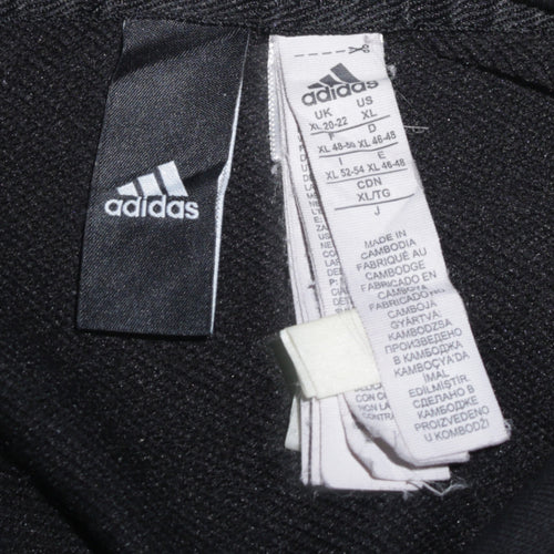 Adidas Women Black XL Pullover Hoodie Sweatshirt Logo Print Cotton Blend