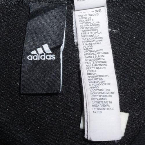 Adidas Women Black XL Pullover Hoodie Sweatshirt Logo Print Cotton Blend