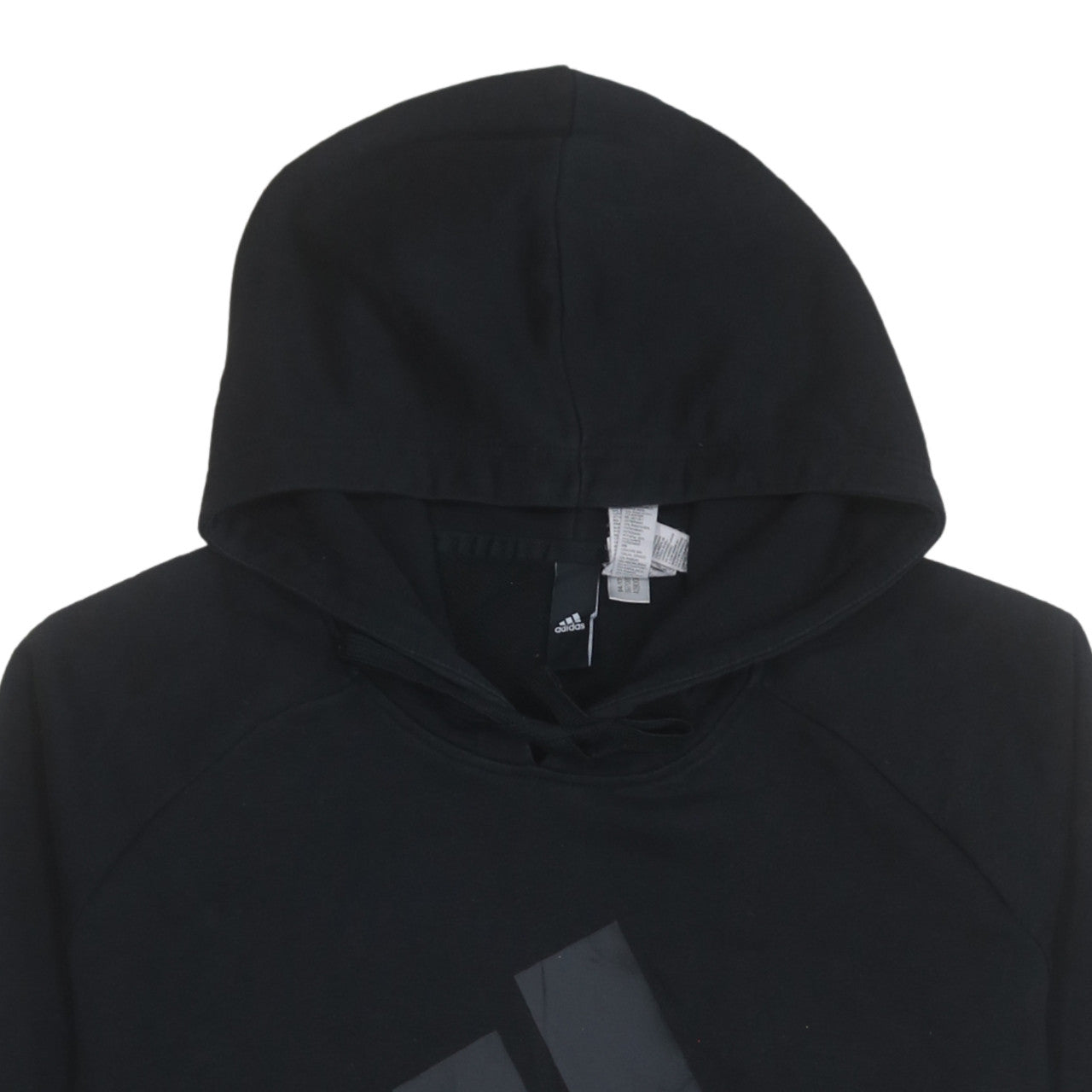 Adidas Women Black XL Pullover Hoodie Sweatshirt Logo Print Cotton Blend