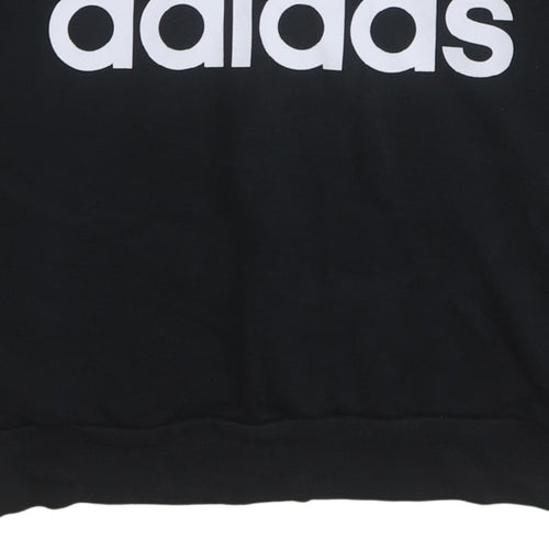 Adidas Women Black XL Pullover Hoodie Sweatshirt Logo Print Cotton Blend