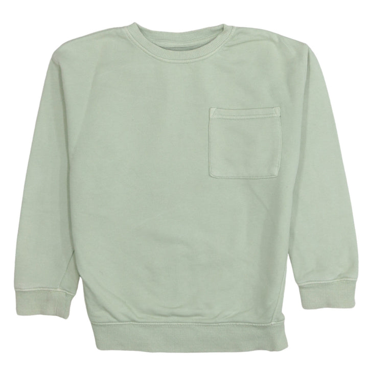 Zara Boys Green Cotton Blend Crew Neck Pullover Sweatshirt Size 8 Years