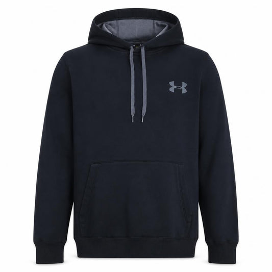 Front view of Under Armour Men's Black Pullover Hoodie M Loose Fit ColdGear