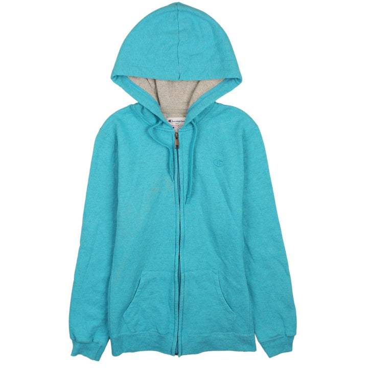 Champion Women's Blue Full Zip Hoodie Size L Eco Authentic Sweatshirt