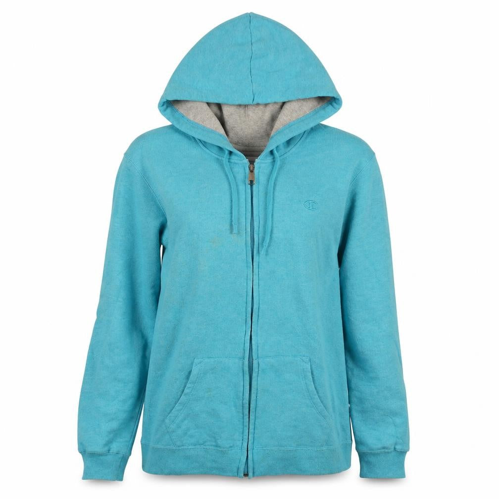 Champion Women's Blue Full Zip Hoodie Size L Eco Authentic Sweatshirt