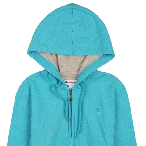 Champion Women's Blue Full Zip Hoodie Size L Eco Authentic Sweatshirt
