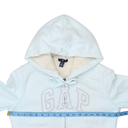 GAP Womens Light Blue Full Zip Hoodie Sherpa Lined Size S