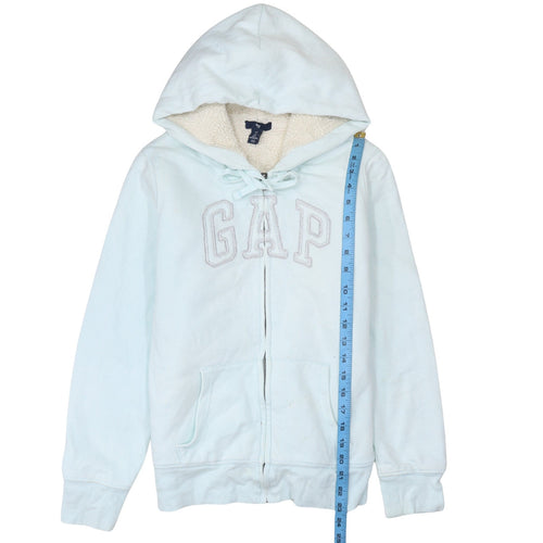 GAP Womens Light Blue Full Zip Hoodie Sherpa Lined Size S