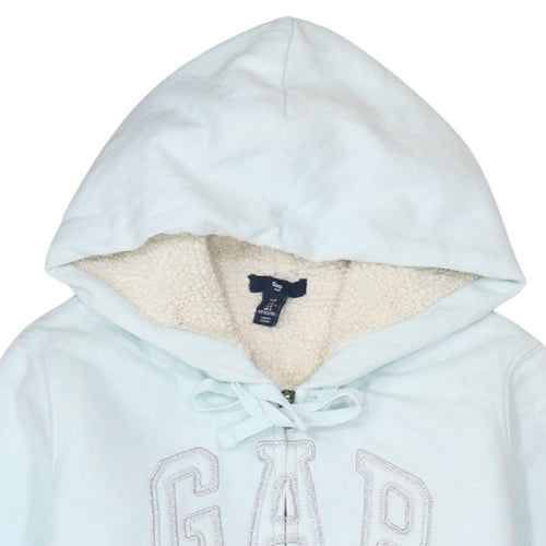 GAP Womens Light Blue Full Zip Hoodie Sherpa Lined Size S