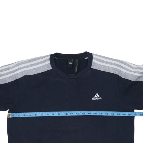Adidas Men's Blue Small Pullover Sweatshirt Crew Neck Fleece