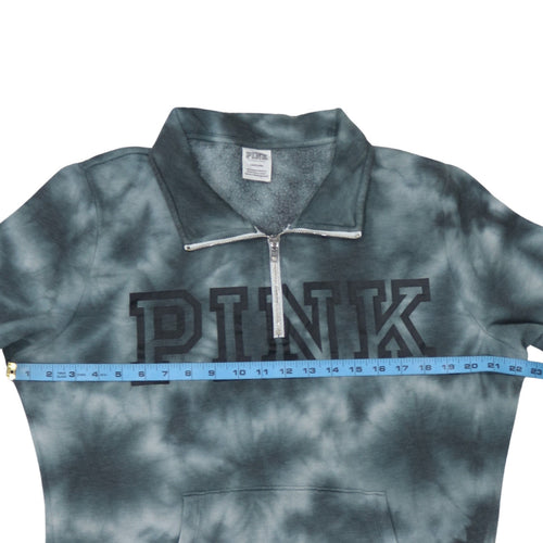 Victoria’s Secret PINK Girls Grey Tie-Dye 1/2 Zip Fleece Sweatshirt Size L