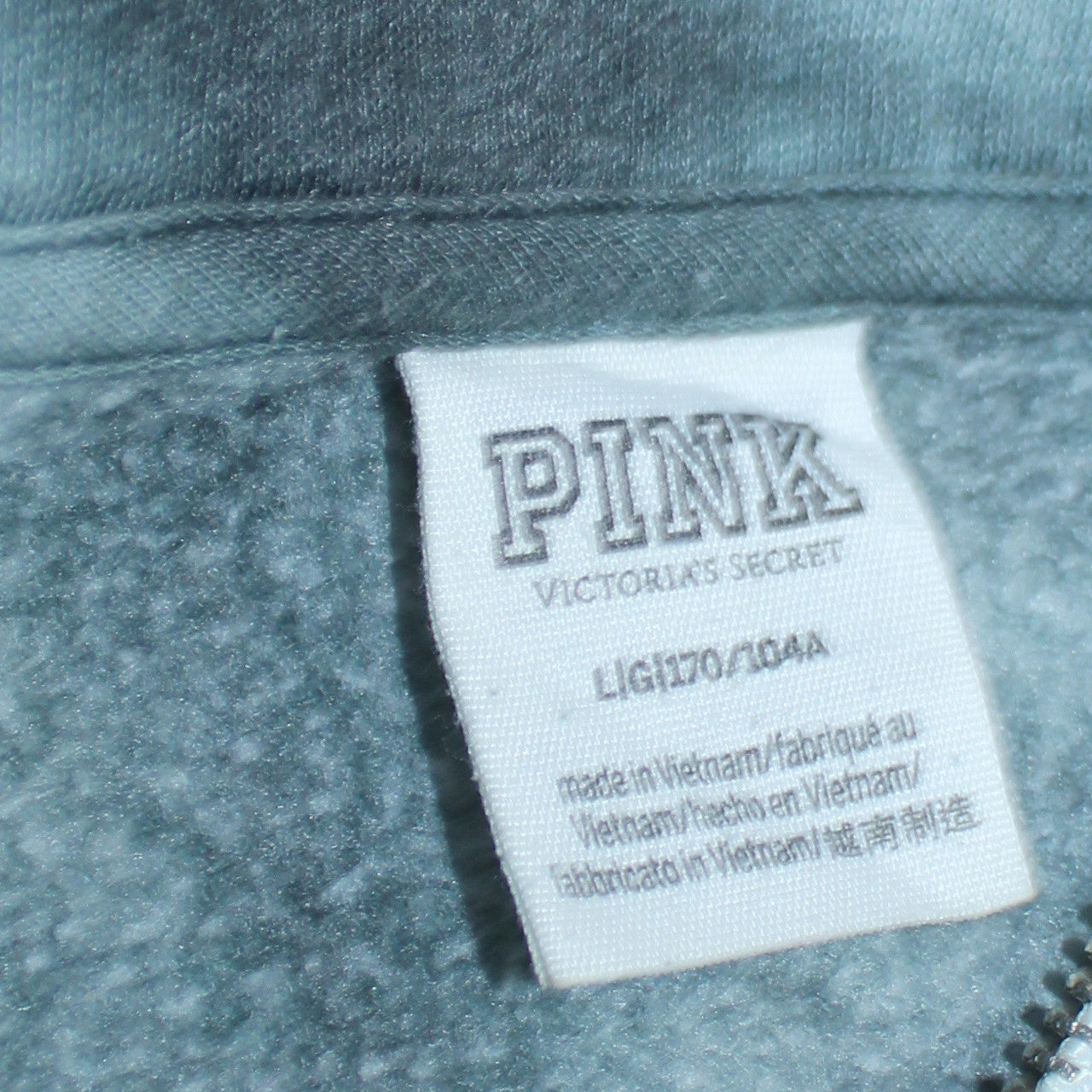 Victoria’s Secret PINK Girls Grey Tie-Dye 1/2 Zip Fleece Sweatshirt Size L