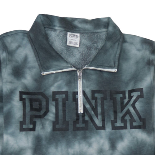 Victoria’s Secret PINK Girls Grey Tie-Dye 1/2 Zip Fleece Sweatshirt Size L