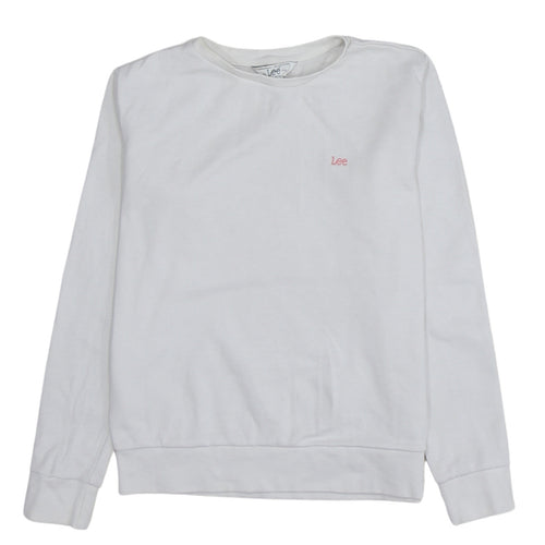 Lee Womens White Crew Neck Cotton Sweatshirt Size S Regular Fit